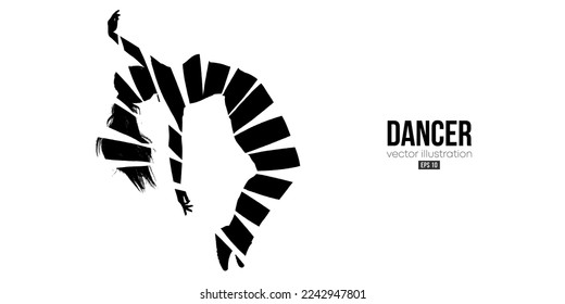 Abstract silhouette of a young hip-hop dancer, breake dancing woman isolated on white background. Vector illustration