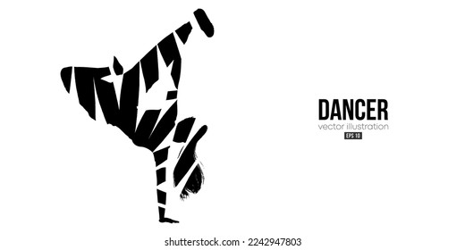 Abstract silhouette of a young hip-hop dancer, breake dancing woman isolated on white background. Vector illustration