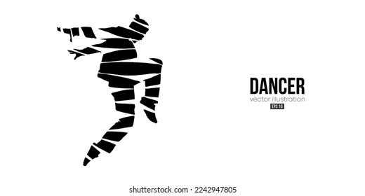 Abstract silhouette of a young hip-hop dancer, breake dancing man isolated on white background. Vector illustration