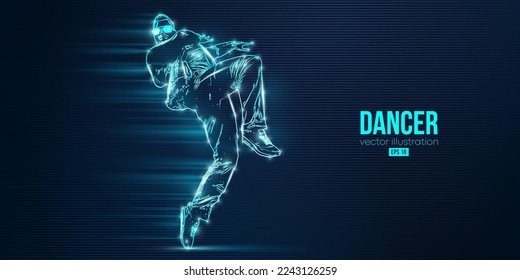 Abstract silhouette of a young hip-hop dancer, breake dancing man isolated on bkue background. Vector illustration