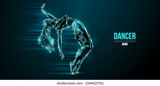 Abstract silhouette of a young hip-hop dancer, breake dancing woman isolated on black background. Vector illustration