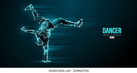 Abstract silhouette of a young hip-hop dancer, breake dancing man isolated on black background. Vector illustration