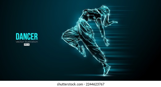 Abstract silhouette of a young hip-hop dancer, breake dancing woman isolated on black background. Vector illustration