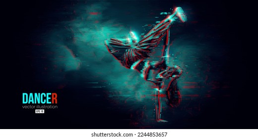 Abstract silhouette of a young hip-hop dancer, breake dancing woman isolated on black background. Vector illustration