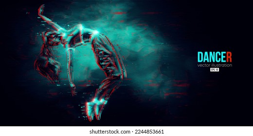 Abstract silhouette of a young hip-hop dancer, breake dancing woman isolated on black background. Vector illustration