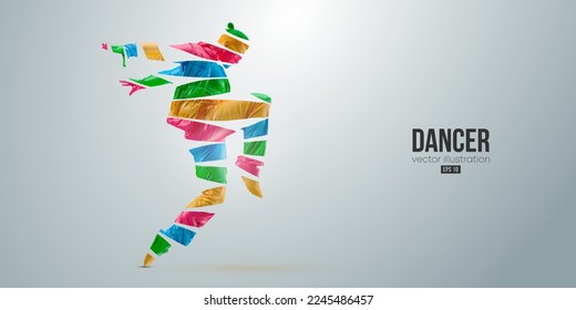 Abstract silhouette of a young hip-hop dancer, breake dancing man isolated on white background. Vector illustration