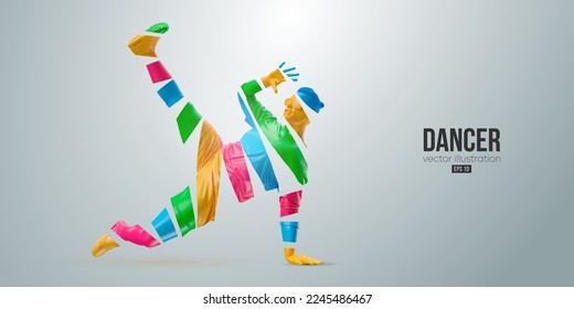 Abstract silhouette of a young hip-hop dancer, breake dancing man isolated on white background. Vector illustration