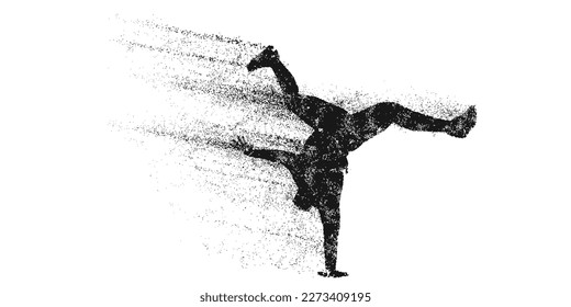 Abstract silhouette of a young hip-hop dancer, breake dancing man isolated on white background. Vector illustration