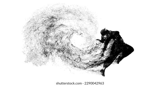 Abstract silhouette of a young hip-hop dancer, breake dancing woman isolated on white background. Vector illustration