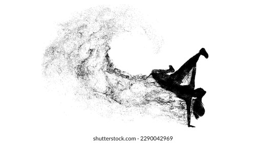 Abstract silhouette of a young hip-hop dancer, breake dancing woman isolated on white background. Vector illustration