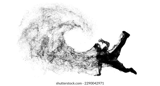 Abstract silhouette of a young hip-hop dancer, breake dancing man isolated on white background. Vector illustration