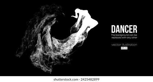 Abstract silhouette of a young hip-hop dancer, breake dancing man isolated on black background. Vector illustration