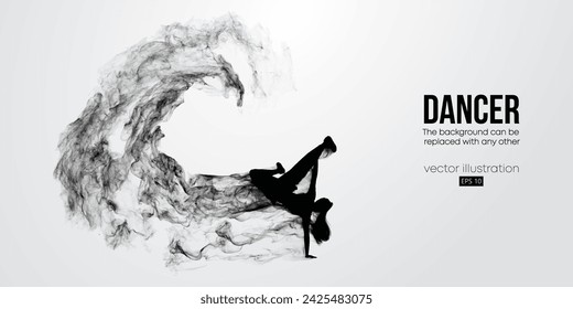 Abstract silhouette of a young hip-hop dancer, breake dancing man isolated on white background. Vector illustration