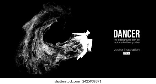 Abstract silhouette of a young hip-hop dancer, breake dancing man isolated on black background. Vector illustration