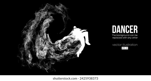 Abstract silhouette of a young hip-hop dancer, breake dancing man isolated on black background. Vector illustration