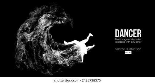 Abstract silhouette of a young hip-hop dancer, breake dancing man isolated on black background. Vector illustration