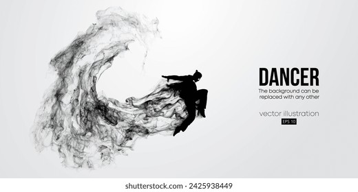 Abstract silhouette of a young hip-hop dancer, breake dancing man isolated on white background. Vector illustration