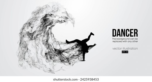 Abstract silhouette of a young hip-hop dancer, breake dancing man isolated on white background. Vector illustration