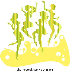 Abstract silhouettes of  dancing girls