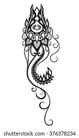 Abstract silhouettes of decorative flower and leaves. These leaves and flowers are reminiscent of lace, they are created to decorate