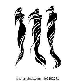 Abstract silhouettes of east women. Muslim fashion. Vector illustration, Isolated on White background