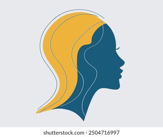 Abstract Silhouettes Female Face with two color Vector Design, Soft color and Abstract Silhouettes Girl Face