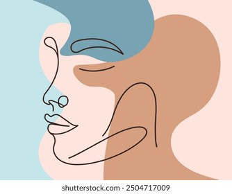 Abstract Silhouettes Female Face with two color Vector Design, Soft color and Abstract Silhouettes Girl Face