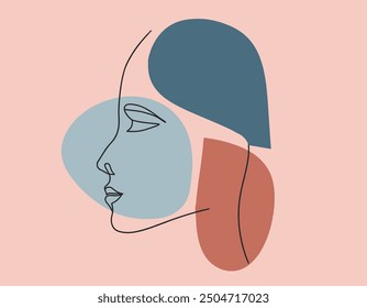 Abstract Silhouettes Female Face with two color Vector Design, Soft color and Abstract Silhouettes Girl Face