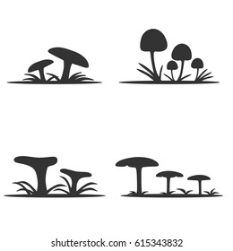 Abstract silhouettes of mushrooms