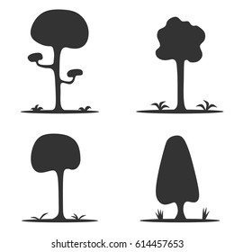 Abstract silhouettes of trees and grass