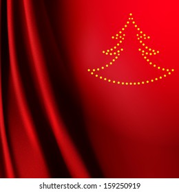 Abstract silk background with Christmas tree lights