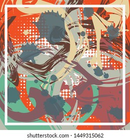 Abstract Silk Fabric Scarf Illustration with Vintage Colour