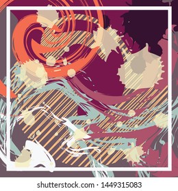 Abstract Silk Fabric Scarf Illustration with Vintage Colour