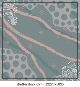 Abstract silk scarf with circle pattern. Hijab motif