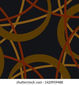 Abstract silk scarf with circle shape design on black background