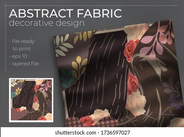 Abstract Silk Scarf Design in Square for Hijab Print, silk neck scarf or kerchief, etc.
