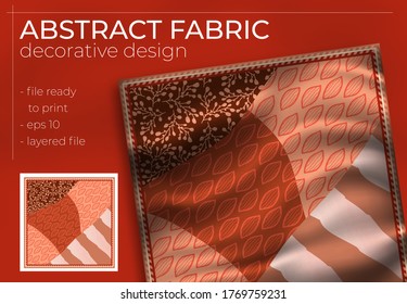 Abstract Silk Scarf Design in Square for Hijab Print, silk neck scarf or kerchief, etc.