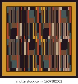 Abstract silk scarf with diagonal geometric motif
