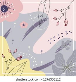 Abstract silk scarf with florals pattern