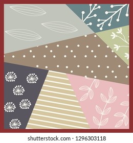 Abstract silk scarf with florals pattern