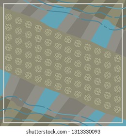 Abstract silk scarf with hexagon for hijab fashion. Contemporary art