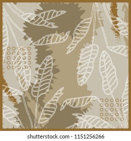 Abstract silk scarf with palm leaves. Hijab trendy