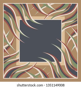 Abstract silk scarf pattern design on brown