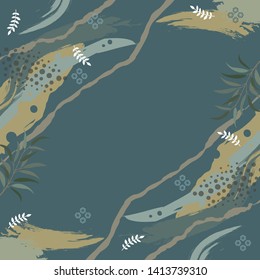 Abstract silk scarf pattern with dots and floral design