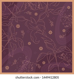 Patrón abstracto de bufanda de seda con elemento floral. Diseño de hiyab