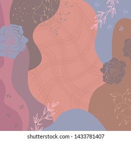 Abstract silk scarf pattern with flower on multicolor background
