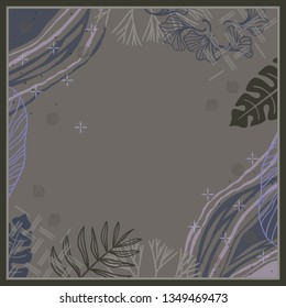 Abstract silk scarf pattern with leaf design