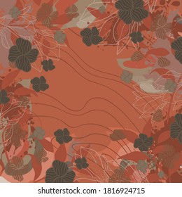 Patrón abstracto de la bufanda de seda con fondo de color marrón.Diseño de hijab floral