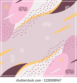 Abstract silk scarf pattern on pink. Hijab motif