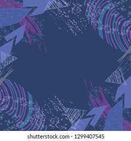 Abstract silk scarf pattern on blue. Hijab style